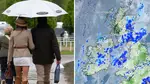 Brits are set to face 12 hours of rain.