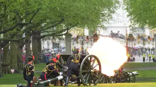 A gun salute in commemoration of King Charles' coronation