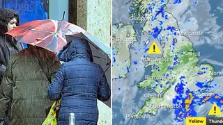 Thunderstorms are set to sweep the UK on Monday.