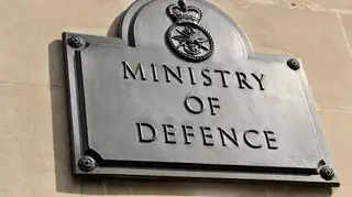 The sign for the Ministry of Defence in London