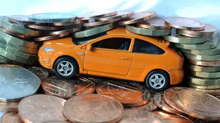 Model car with coins