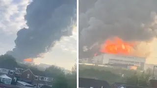 The smoke has been seen as far away as Birmingham