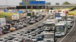File photo of traffic congestion at a standstill in both directions on M25 motorway London United Kingdom