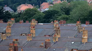 A view of house roofs