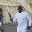 Basile Boli participates in the first stage of the Olympic torch relay in Marseille