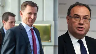 Chancellor Jeremy Hunt (L), Andrew Bailey (R)