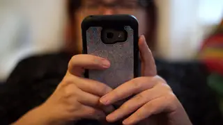 A man using a smartphone