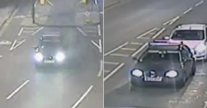 CCTV shows the car driving through Kentish Town after 22-year-old was stabbed