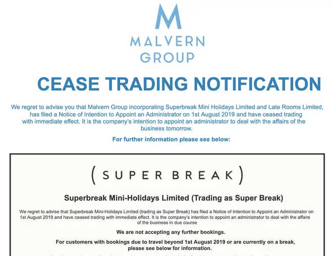 Malvern Group has posted information on its website