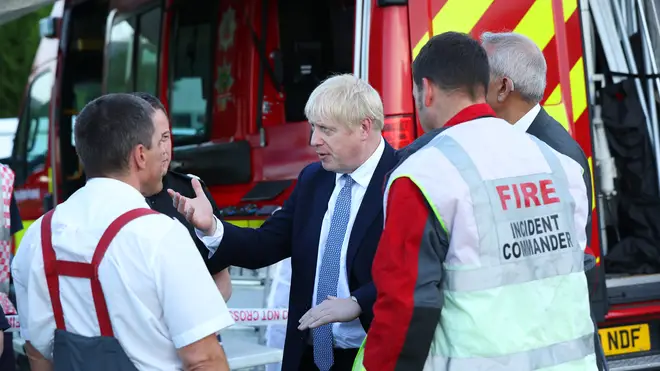 Prime Minister Boris Johnson spoke to emergency services at Whaley Bridge