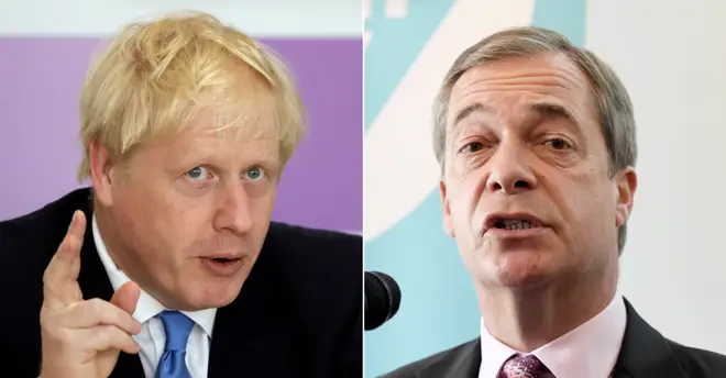 Conservative leader and Prime Minister Boris Johnson and Brexit Party leader and MEP Nigel Farage