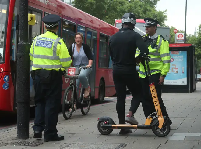 Police stopping users of electric scooters