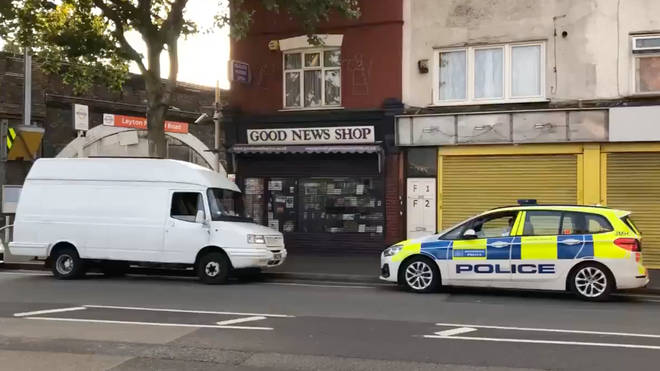 The scene on Leyton High Street where a police officer was attacked.