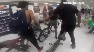The gang of teenagers teared through ASDA on bikes