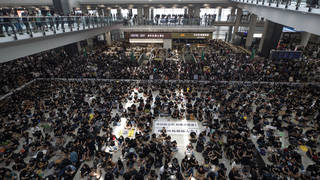 Hong Kong International Airport has cancelled departing flights