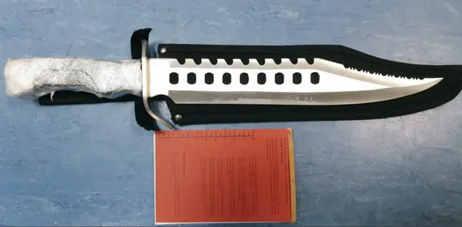 A hunting knife seized by police in Brent last night