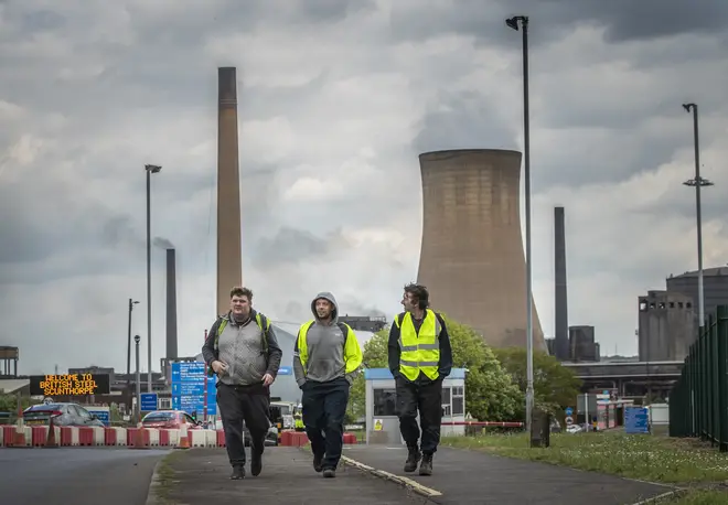 Workers leaving the steelworks plant in Scunthorpe in May when it went into insolvency.
