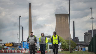 Workers leaving the steelworks plant in Scunthorpe in May when it went into insolvency.