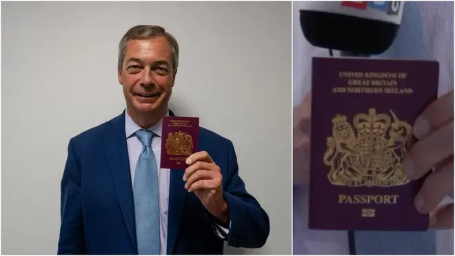 Nigel Farage shows LBC's audience his new passport