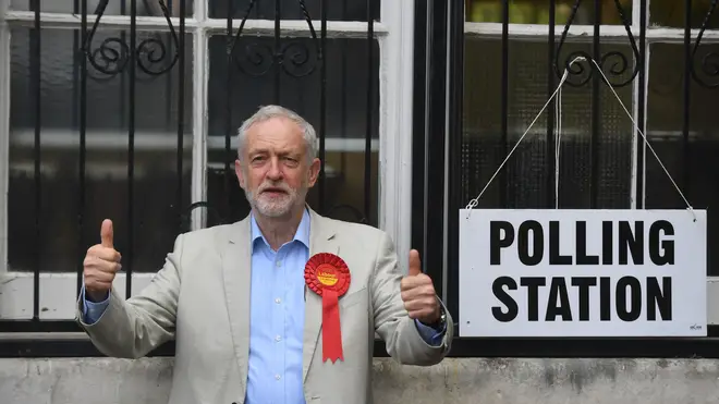 Jeremy Corbyn outside a polling station.
