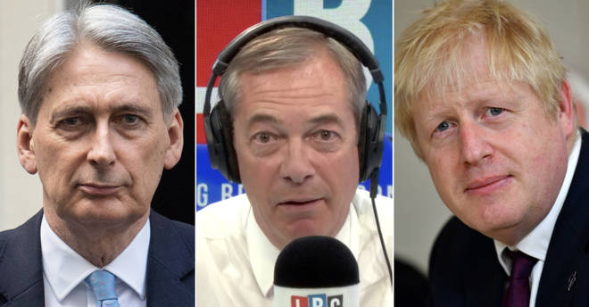 Nigel Farage said voters will struggle to back the Tories after Philip Hammond blamed recent no-deal leaks on Boris Johnson's government