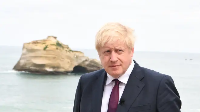 Prime Minister Boris Johnson at the G7 Summit in Biarritz in France