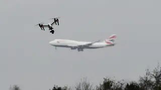 A drone flying near Heathrow Airport