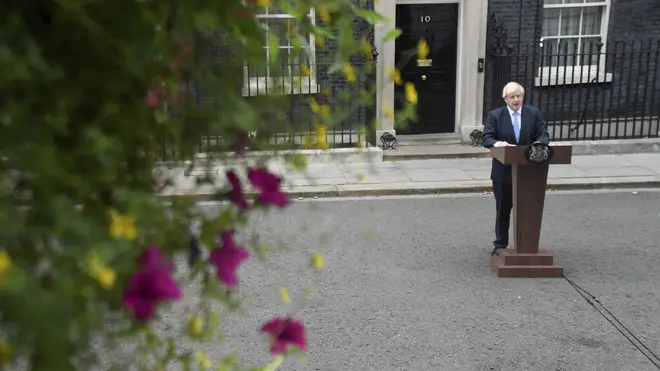 Boris Johnson speaking outside Downing Street