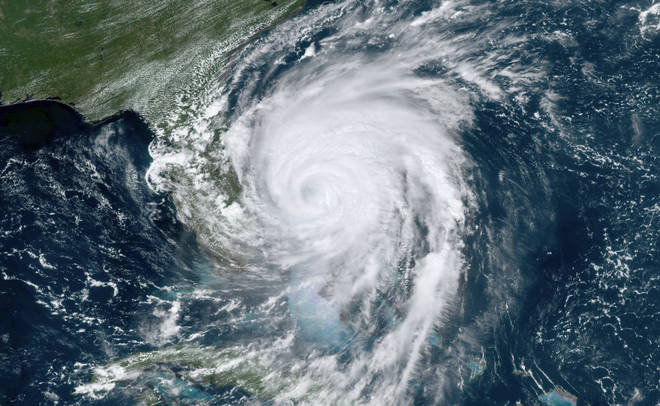 Satellite image provided by National Oceanic and Atmospheric Administration (NOAA) shows Hurricane Dorian moving off the east coast of Florida in the Atlantic Ocean.