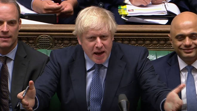Boris Johnson addresses Jeremy Corbyn at PMQs today