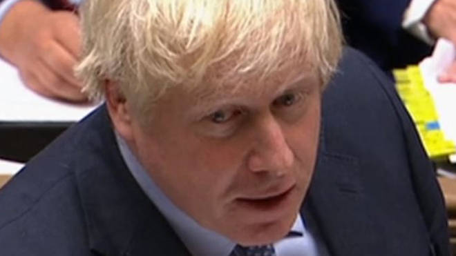 Boris Johnson speaking at PMQs today