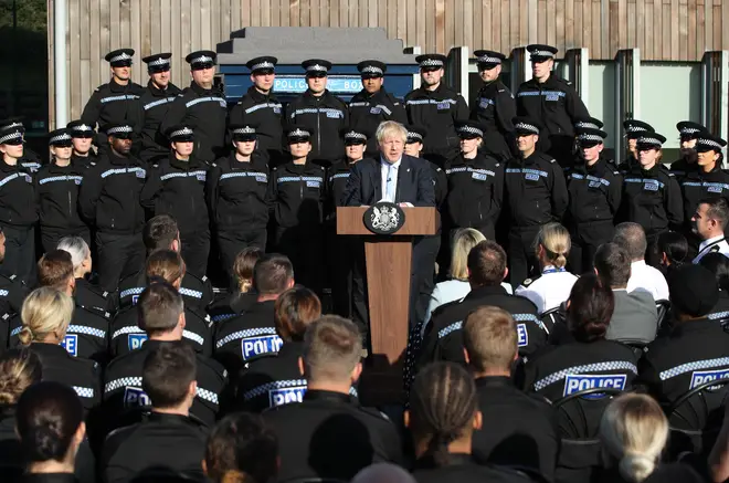 The Prime Minister was criticised for his speech in front of police officers