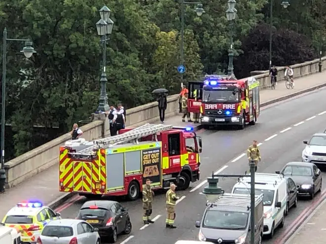 Emergency services at the scene on Kew Bridge