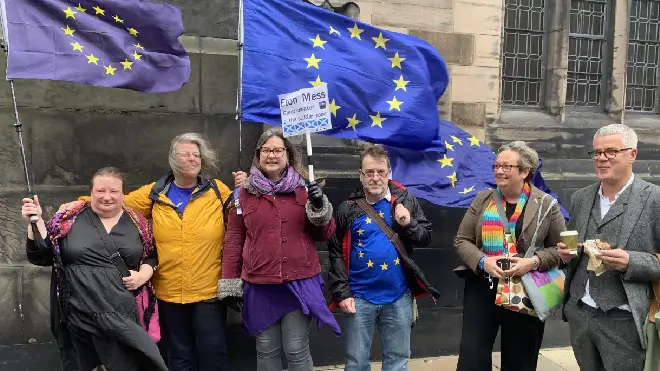 SNP MP Joanna Cherry and others outside the court in Scotland