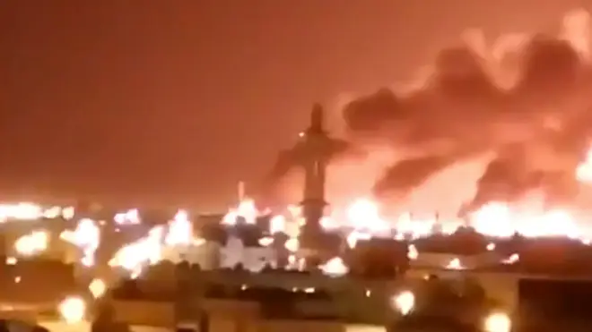Videos have emerged online showing massive fires at the oil field