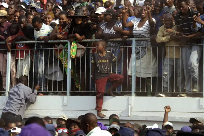 Crowds have gathered to view Robert Mugabe's body