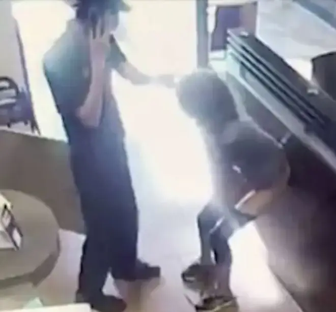 Woman poos on coffee shop floor