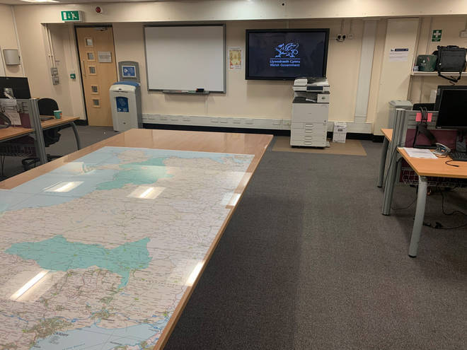 The control room inside the Welsh government's 'bunker'