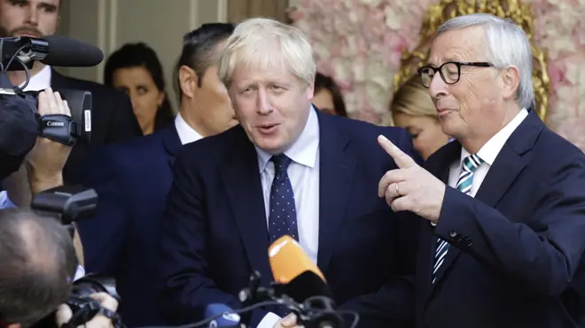 Boris Johnson and Jean-Claude Juncker at the talks in Luxembourg today