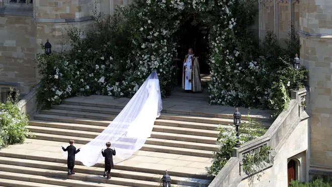 Meghan Markle enters St George's Chapel as her wedding to Prince Harry begins.