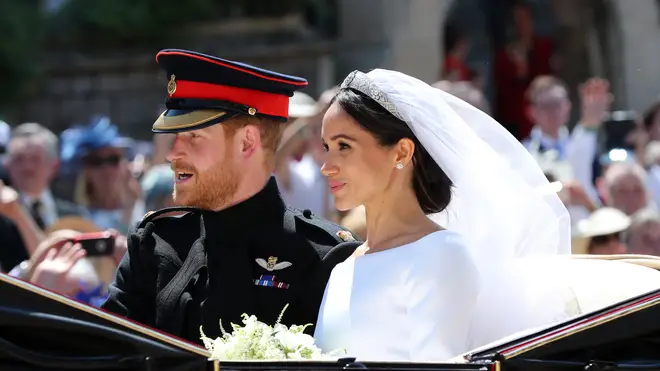 The Duke and Duchess of Sussex after their wedding at Windsor Castle.