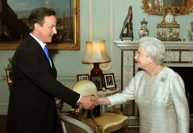 The Queen and David Cameron at their first meeting