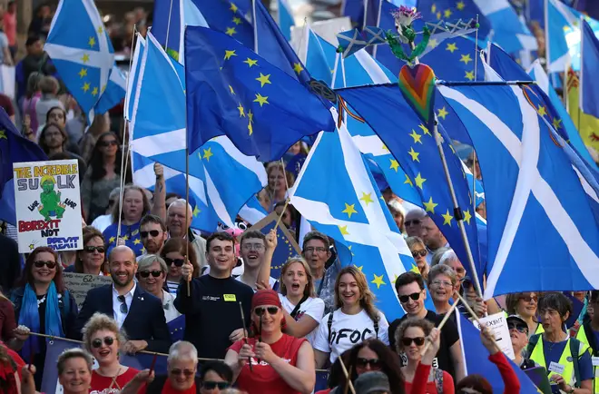 Thousands of demonstrators marched in Edinburgh in favour of remaining in the EU