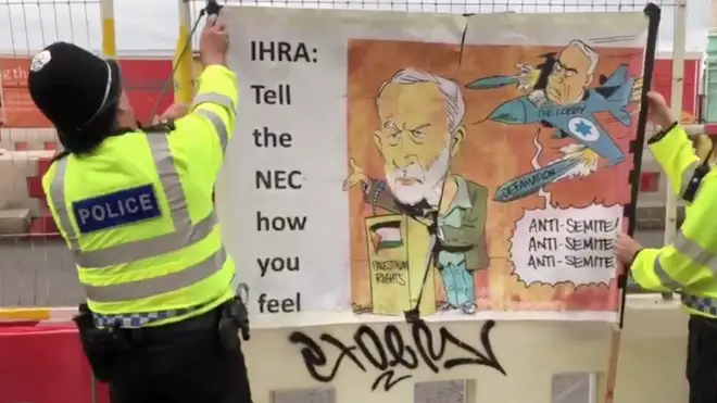 Antisemitic Cartoon Displayed Outside Labour Party Conference