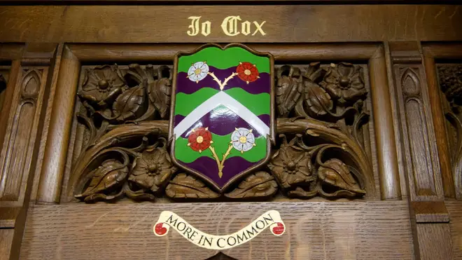 The coat of arms installed in the Commons to remember Jo Cx
