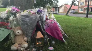 Tributes left at the scene where the young girl was killed