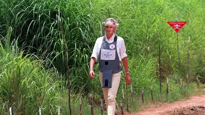 Diana famously walked through the partially cleared minefield