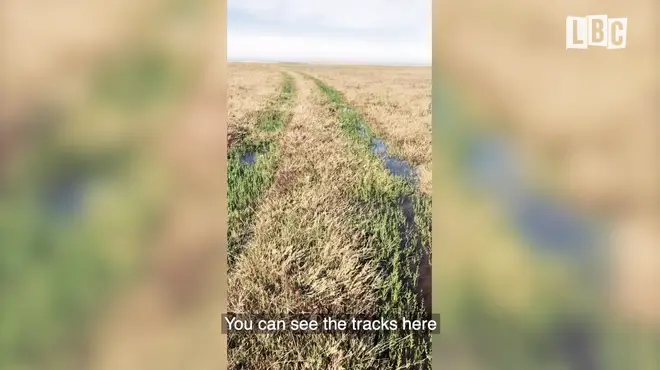 Tyre tracks showing the vehicles which had brought the migrants the day before