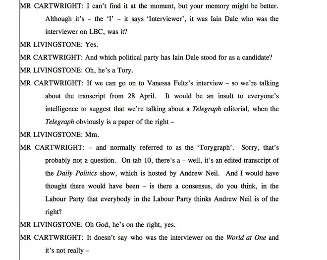 A transcript of Ken Livingstone's Labour hearing