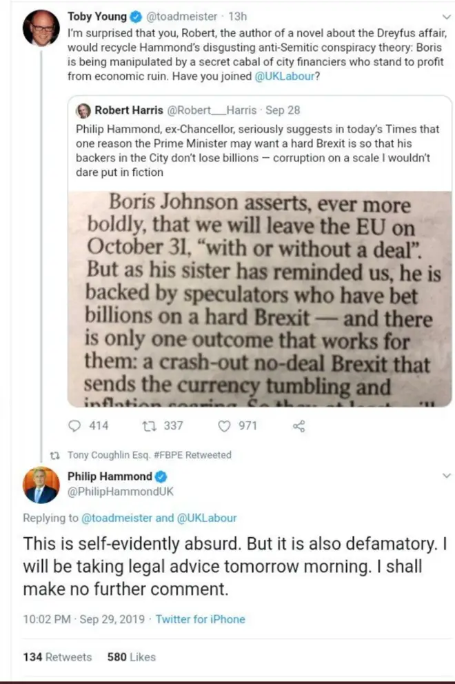 Toby Young Apologises For "Defamatory" Philip Hammond Tweet